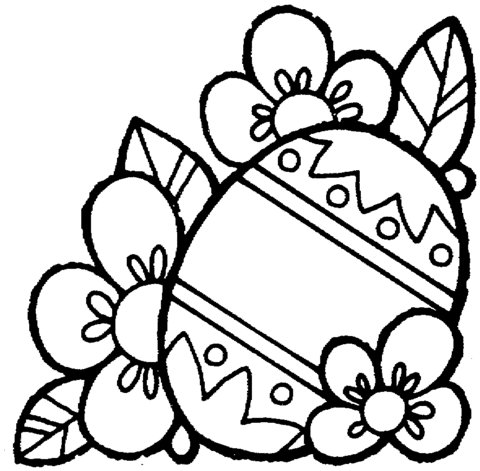 Easter egg and flowers Coloring page