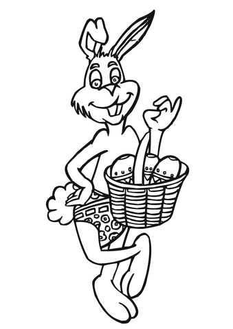 Easter Bunny with Egg Basket Coloring page