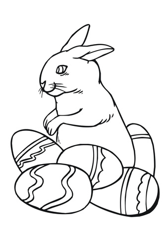 Easter Bunny with Eggs Coloring page