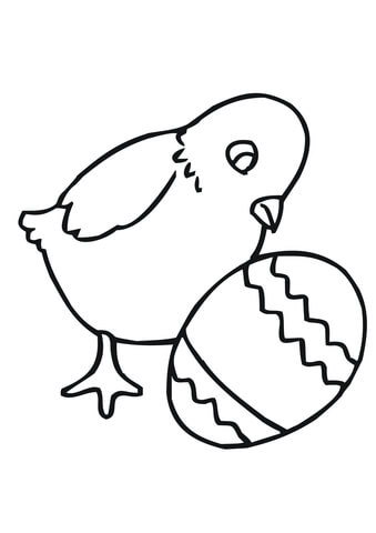 Easter Chick with Egg Coloring page