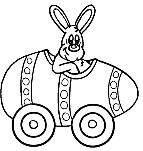 Easter Rabbit in Car Coloring page