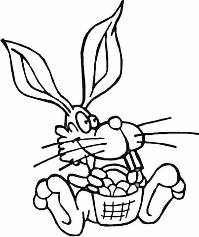 Easter Rabbit with Basket Coloring page