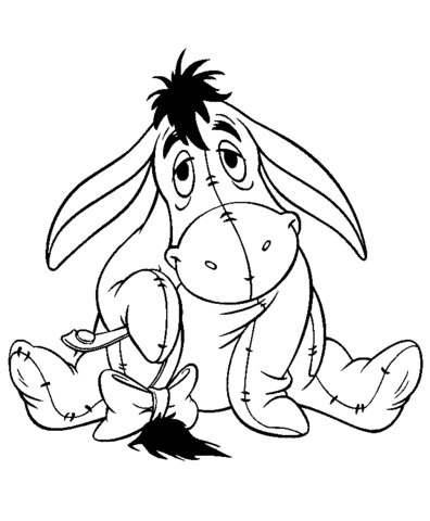 Eeyore is Sad Of His Tail  Coloring page