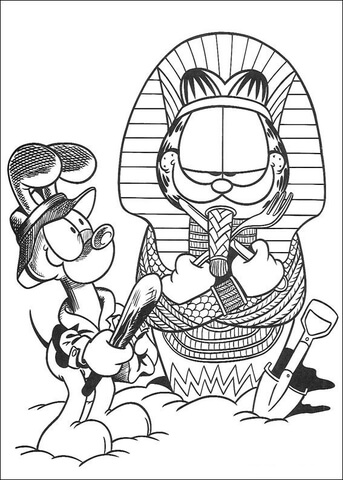 Garfield is the Egyptian Pharaoh  Coloring page