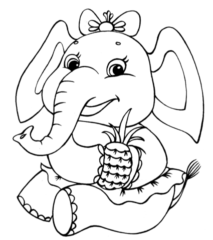 Elephant Girl  Coloring page