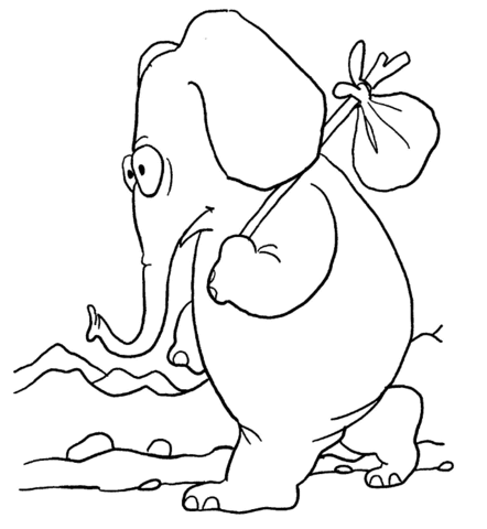 Elephant Illustration Coloring page