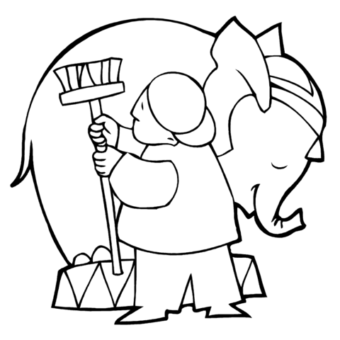 Elephant Takes a Shower  Coloring page