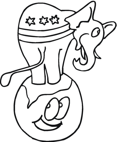 Elephant Stood On Top Of Planet Earth Coloring page