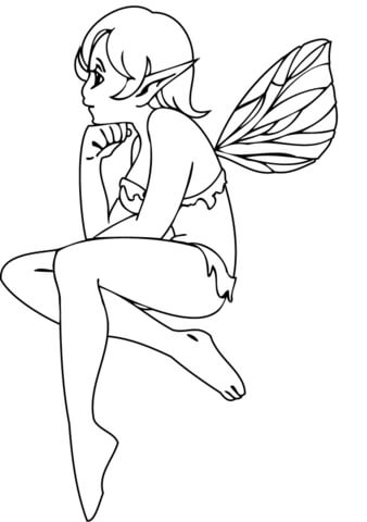 Elf Girl is Dreaming Coloring page