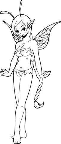 Elf Girl Posing Coloring page