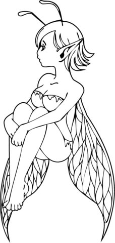 Elf Girl Sitting Coloring page