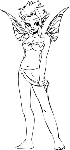 Elf Girl Standing Coloring page