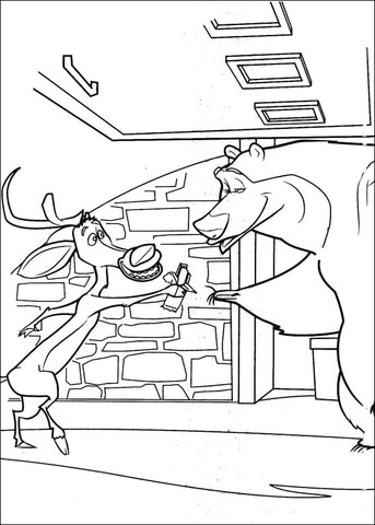 Elliot deer and Boog bear  Coloring page