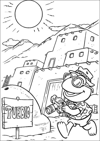 Baby Kermit in Pueblo Coloring page