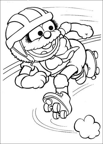 Baby Animal is riding on rollers Coloring page