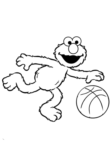 Elmo Plays Basketball Coloring page