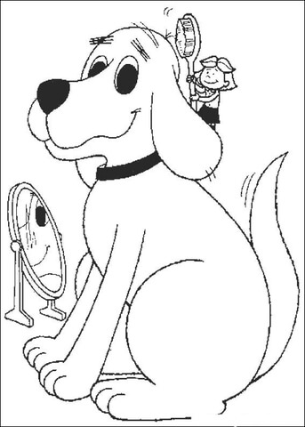 Emily Brushes Clifford  Coloring page