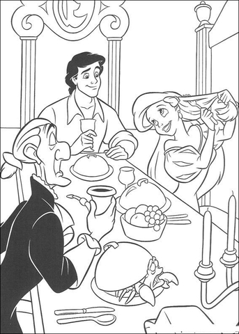 Eric And Ariel Are dining Together  Coloring page