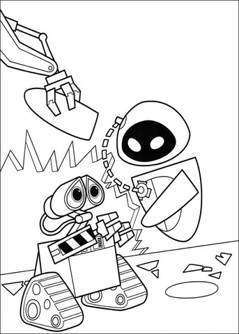 Eva And Wall-E  Coloring page