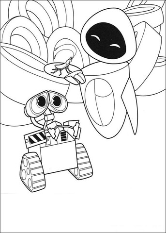 Eva With Cockroach  Coloring page