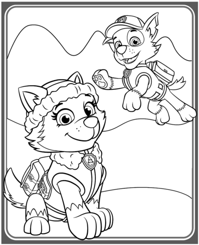 Everest and Rocky Coloring page