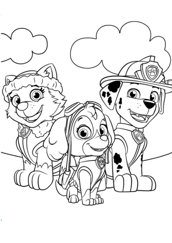 Everest, Marshall and Skye Coloring page