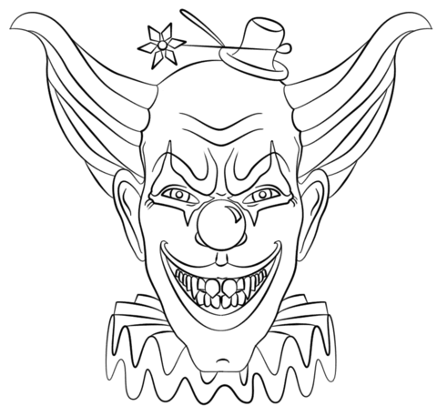 Evil Clown Face Coloring page