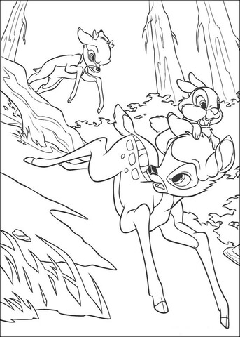 Faline, Bambi And Thumper  Coloring page