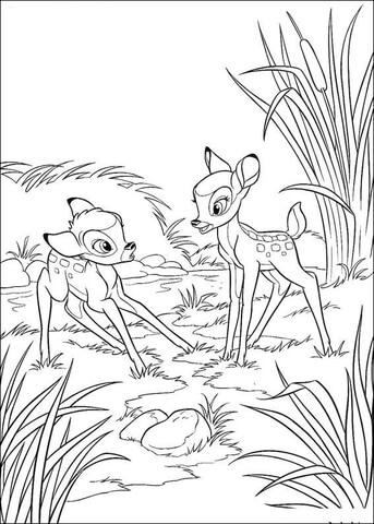 Faline With Bambi  Coloring page