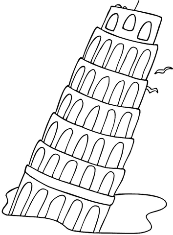 Falling Tower Pisa Coloring page