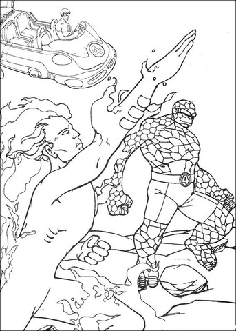 Fantastic Four Are Flying Together  Coloring page