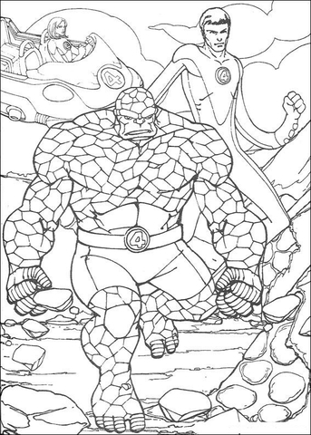 Fantastic Four Are Running Together  Coloring page