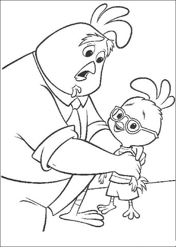 Father Cares About Chicken Little  Coloring page