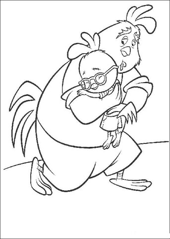 Father Hugs Chicken Little  Coloring page