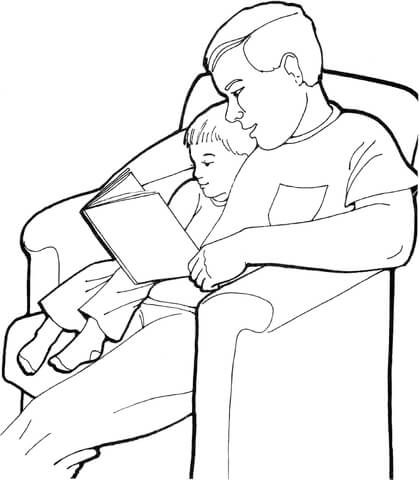 Father With His Son  Coloring page