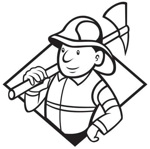 Fireman with Axe Coloring page