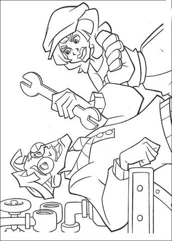 Audrey is giving a wrench  Coloring page