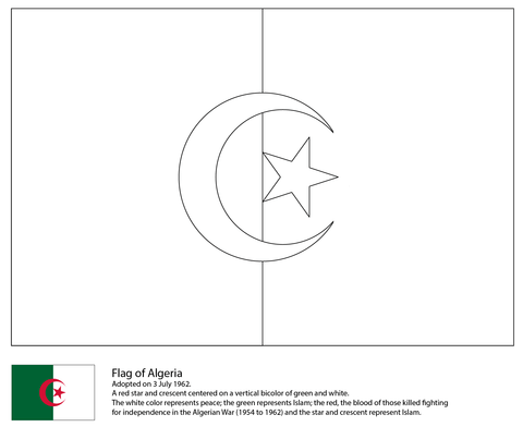 Algeria Flag  Coloring page