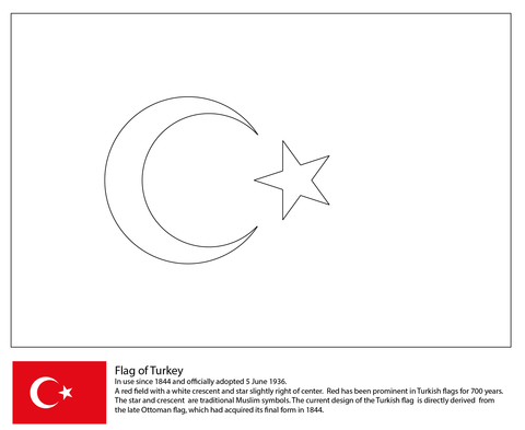 Flag of Turkey Coloring page