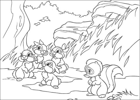 Flower And Rabbits  Coloring page