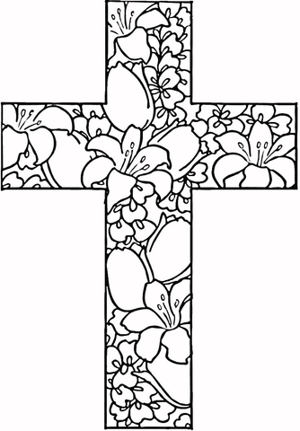 Flowers in Cross Coloring page