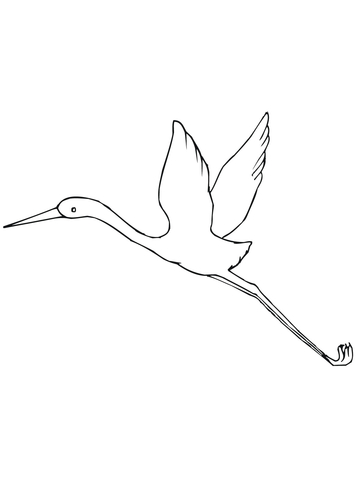 Flying Crane Bird Coloring page