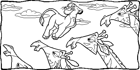 Flying over the giraffes Coloring page