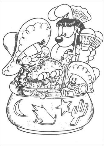 Garfield loves Tortillas Coloring page