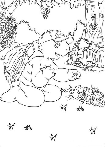 Franklin found a camera  Coloring page