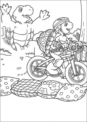 Franklin Is Riding A Bicycle  Coloring page