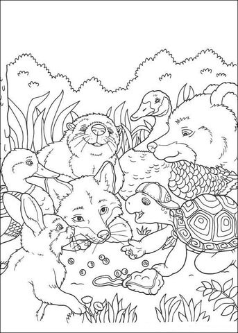 Franklin Is Talking to his Friends  Coloring page