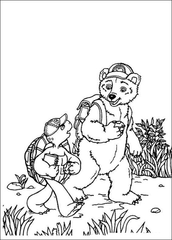 Franklin Is Walking With His Friend  Coloring page