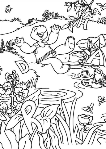 Franklin Swims In Pool  Coloring page