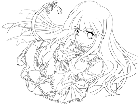 Frederica Bernkastel from Higurashi When They Cry Anime Coloring page